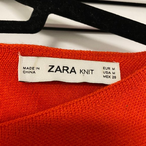 Zara Red Bow Tie Crew Neck Sweater - Picture 3 of 4